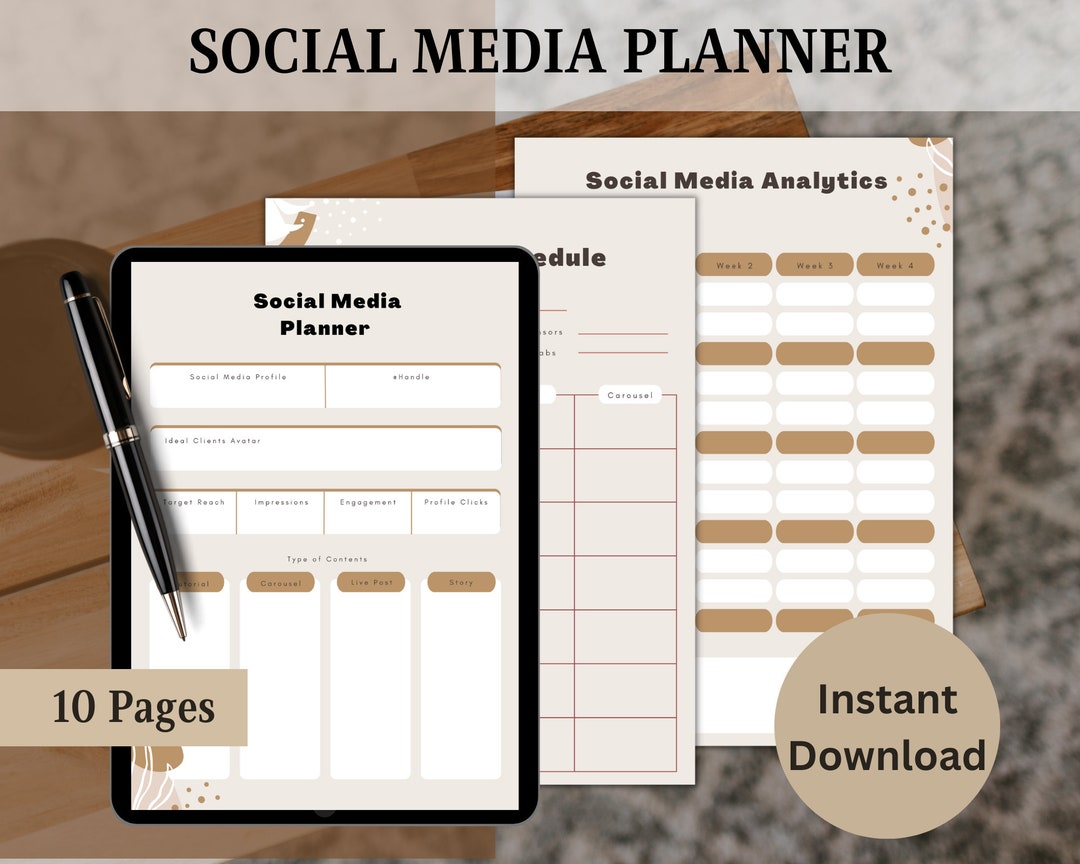 Social Media Planner, PDF Printable Instant Download, Business Planner ...