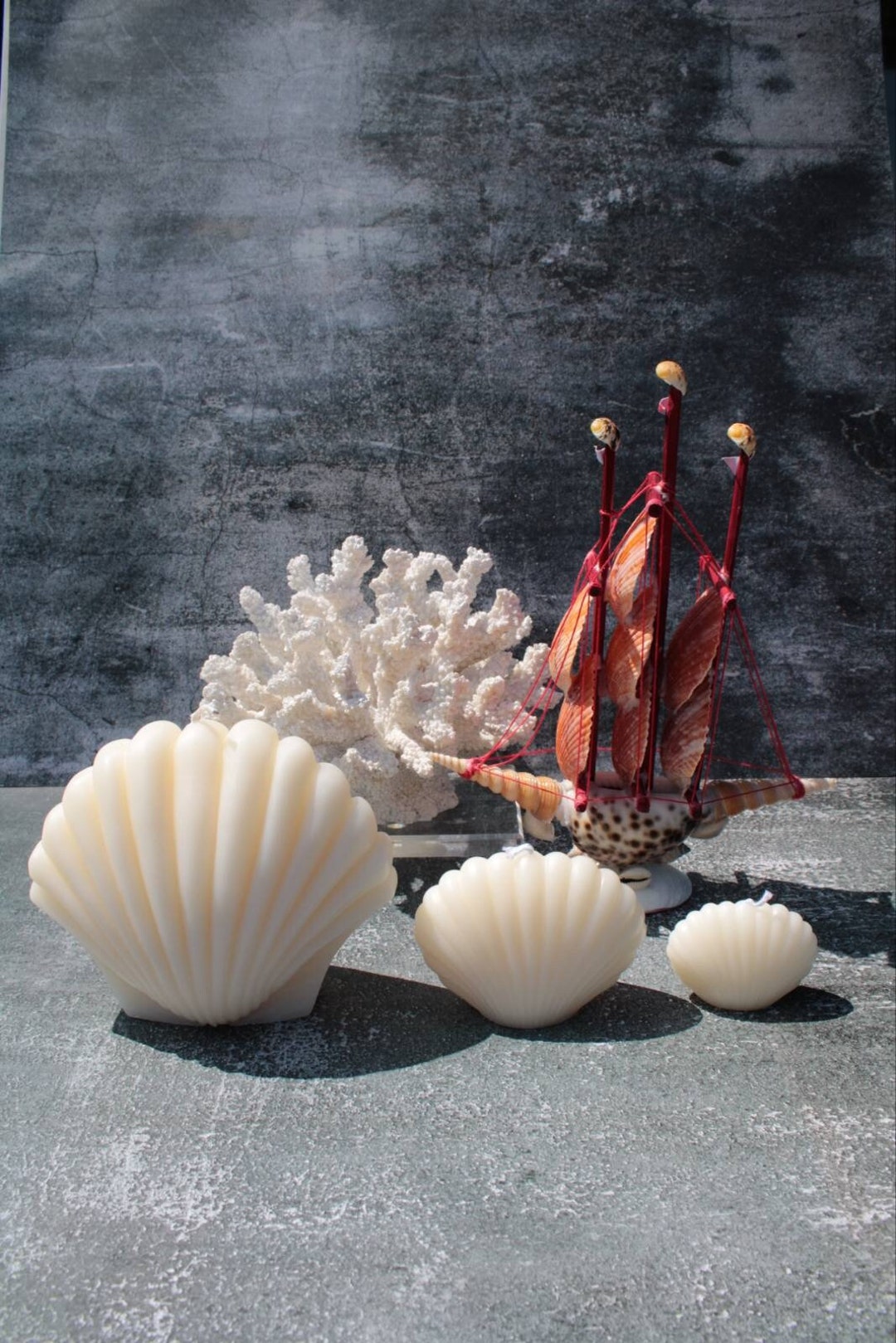 Seashell Shell Pillar Candle Home Decor Personalized Custom Gift