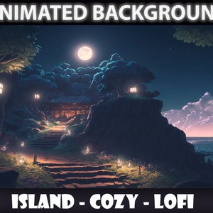 ANIMATED BACKGROUND | Cozy Hidden Island House |  Lofi Stream Vtuber Twitch Overlay Background | Ambience looped virtual stream background