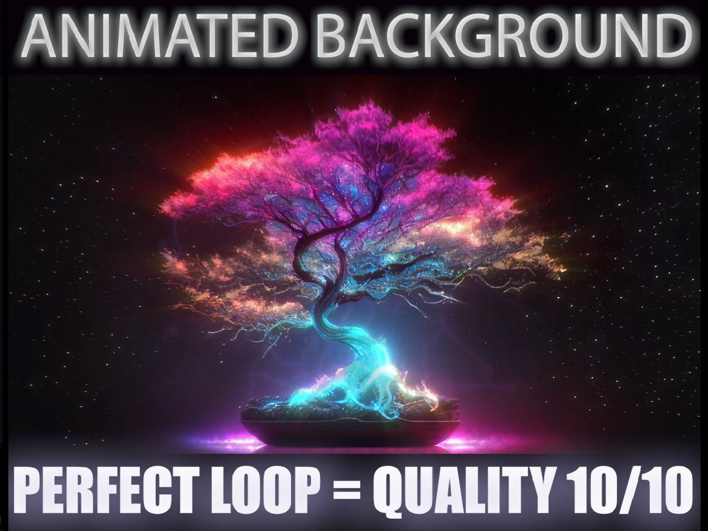ANIMATED VIRTUAL BACKGROUND Ambient Cosmic Bonsai Tree Vtuber Twitch ...