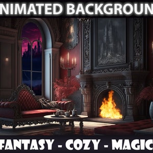 Vampire living room | ANIMATED VIRTUAL BACKGROUND  | Vtuber Twitch Streamer | Youtube Zoom loop Background | Cozy Safe Relaxing Forest