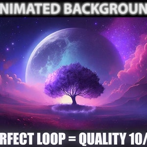 Cosmic Scenery | ANIMATED VIRTUAL BACKGROUND | Full Moon stream | Vtuber Twitch Streamer | Youtube Zoom loop Background | vtuber background