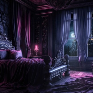 ANIMATED BACKGROUND | Gothic Cozy Bedroom | Night Cozy Stream Vtuber ...