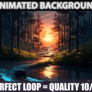 Perfect Sunset | ANIMATED VIRTUAL BACKGROUND | Vtuber Twitch Streamer | Youtube Zoom loop Background | Cozy Safe Relaxing Forest