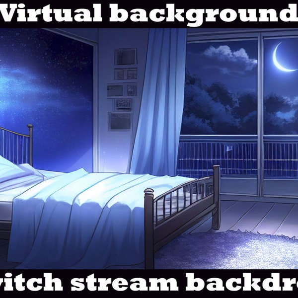 Vtuber bedroom night time | stream backdrop | Vtuber Twitch Streaming | Visual Novel V-Tuber Background | Virtual background | Cozy Lofi