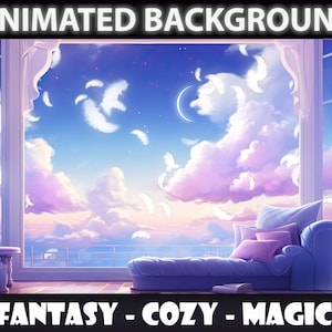 Vtuber BACKGROUND | Room in heaven |  Cozy Stream Vtuber Twitch Overlay Background | Ambience looped virtual stream background