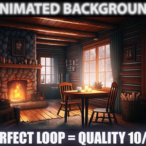 Cozy Winter Cabin | ANIMATED VIRTUAL BACKGROUND | Vtuber Twitch Streamer | Youtube Zoom loop Background | Relaxing stream overlay