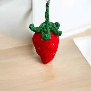 Crocheted strawberry keyring strawberry bag charm