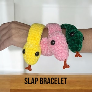 Crocheted Chenille Snake Bracelet: Slap-On Wrist Accessory