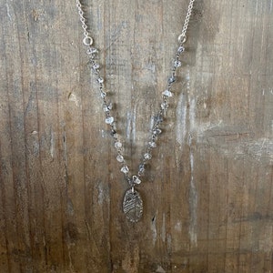 PMC (Precious Metal Clay), Herkimer Diamond and Sterling Silver Necklace and Earring Set