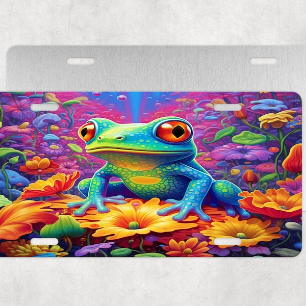 Frog License Plate, Frog,Colorful Frog License Plate,Animal License Plate,License Plate,Car Accessories