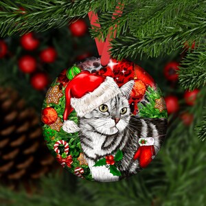 Christmas American Shorthair Cat Ornament, American Shorthair Cat Car Coaster, American Shorthair Cat Ornaments,Ornament