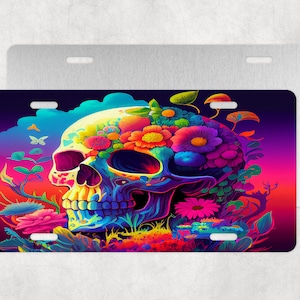 Colorful Skull License Plate,Colorful Skull Car Plate,Skull License Plate,Skull Plate,License Plate,Car Accessories