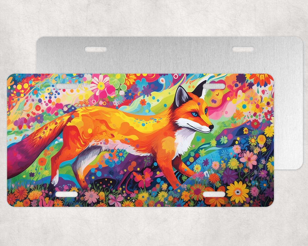 Neon Fox License Plate, Fox Licence Plate,neon License Plate,animal