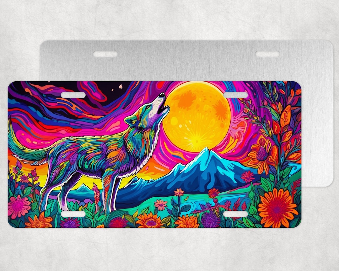 Neon Wolf License Plate,wolf Licence Plate,neon License Plate,animal
