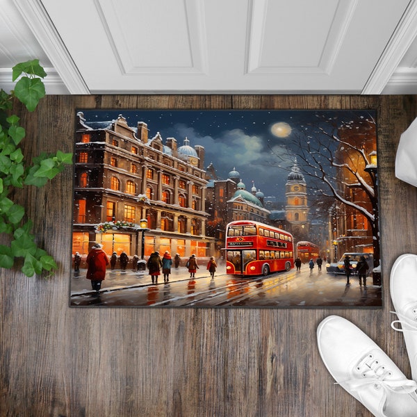 Christmas London Door Mat,Christmas London, London Rug,Christmas Floor Mat, London Floor Mat,Gift For Christmas,Home Accessories,Floor Mat
