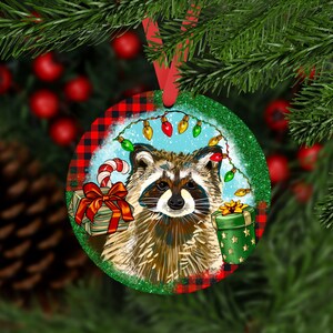 Christmas Raccoon Ornament, Raccoon Car Coaster, Raccoon Ornaments,Ornament
