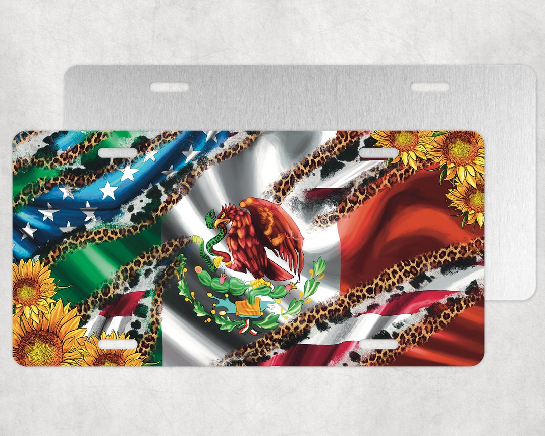 USA Flag and Mexico Flag License Plate,4th of July License Plate ...