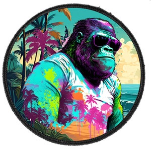 Gorilla With Sunglasses Patch,Gorilla Patch,Gorilla Sunglass Patch,Animal Patch,Colorful Animal Patch,Round Patch,Oval Patch,Rectangle Patch