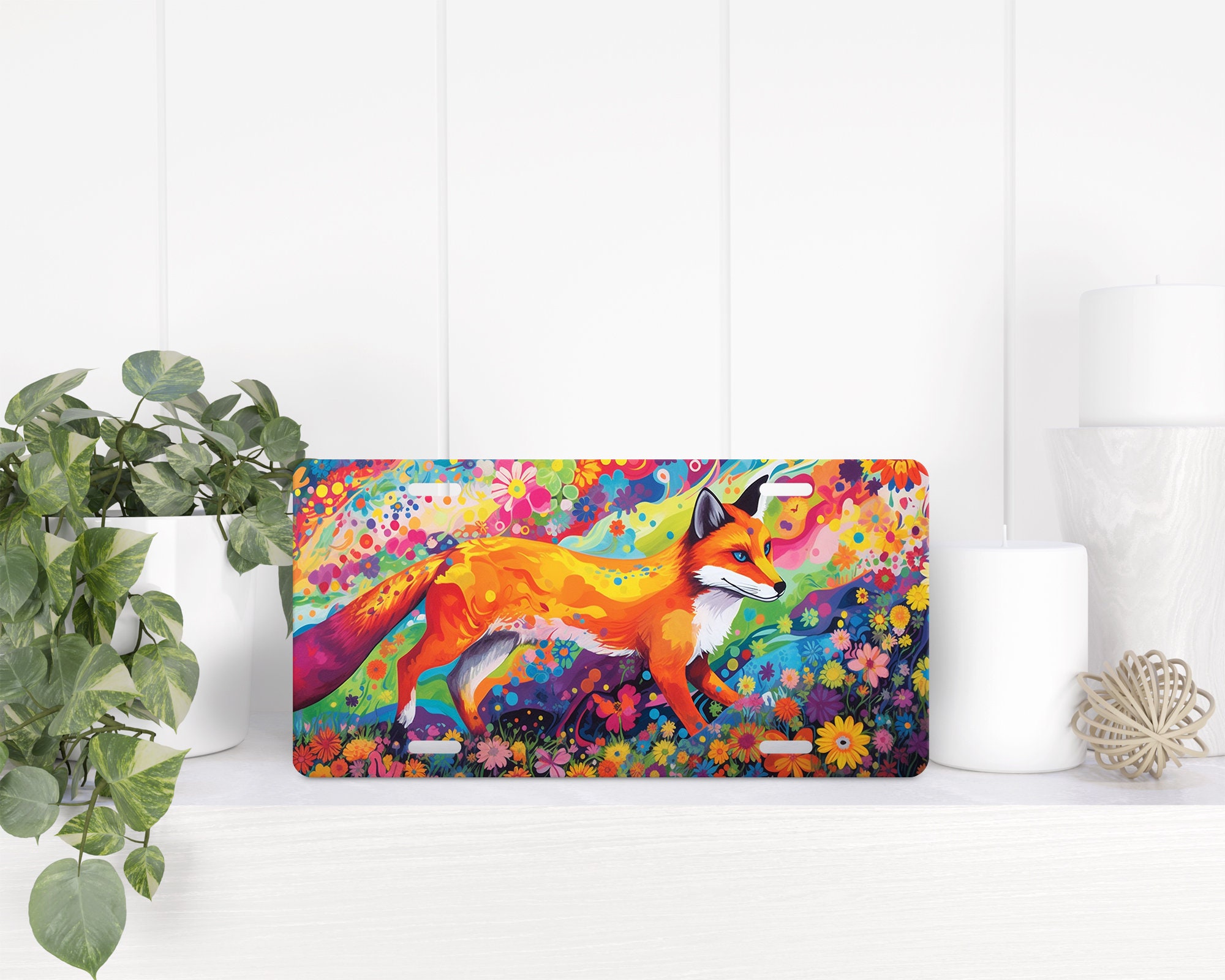 Neon Fox License Plate Fox Licence Plateneon License Etsy