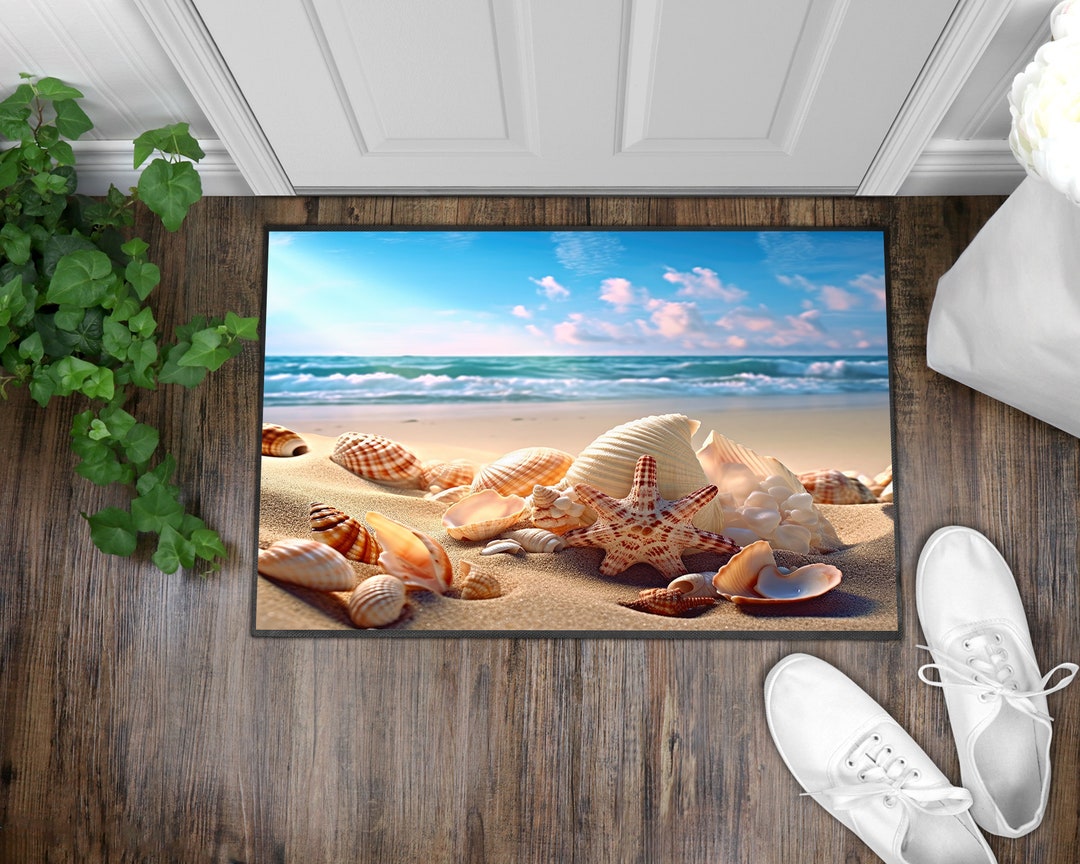 Sea Shell Ocean Beach Door Mat,beach Doormat,sea Shell Rug,ocean Rug
