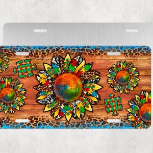 Autism Awareness Sunflower License Plate,Autism Awareness License Plate,Autism,Autism Sunflower,Sunflower,Car Plate,License Plate