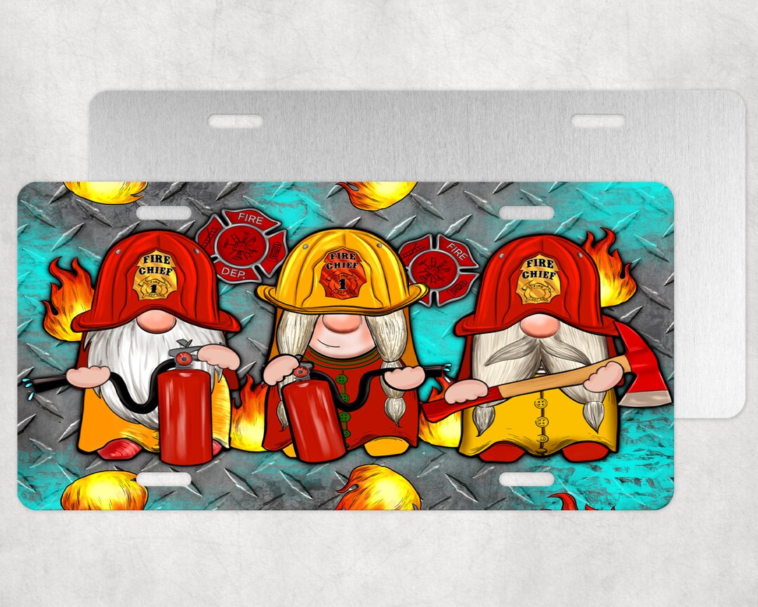 Firefighter Gnomes License Plate,gnome License Plate,firefighter