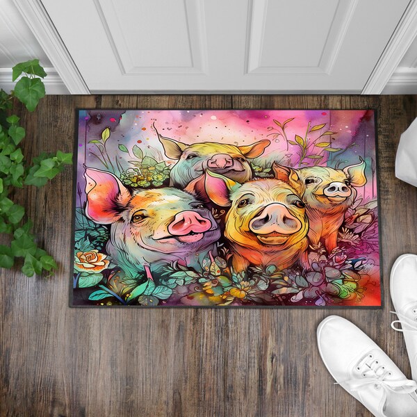 Pig Kitchen Rug Etsy