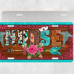 Western Nurse With Medical Symbol License Plate, Nurse License Plate,Serape Nurse License Plate,Nurse,License Plate