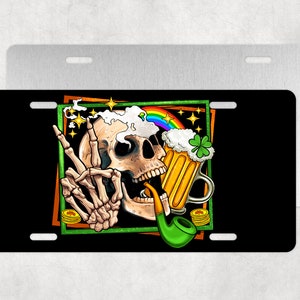 St Patricks Day Peace Skull License Plate,St Patricks License Plate,Skull License Plate, License Plate