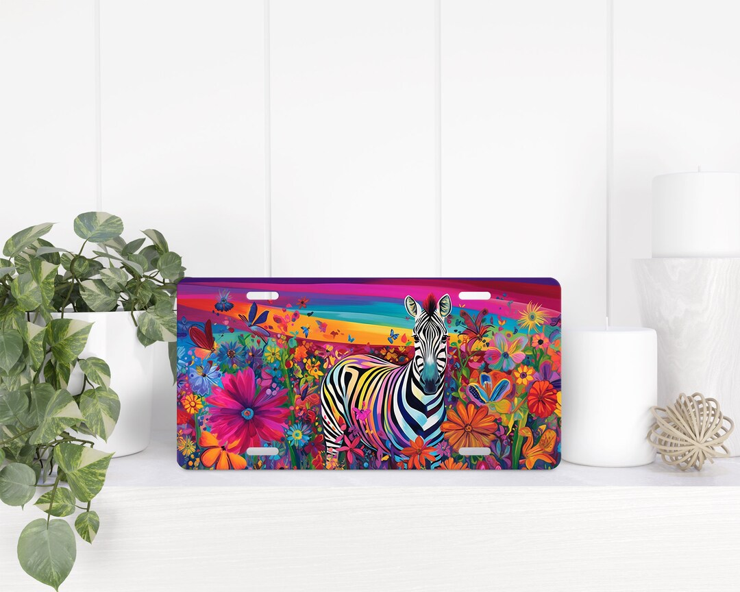 Neon Zebra License Plate Zebra Licence Plateneon License Etsy