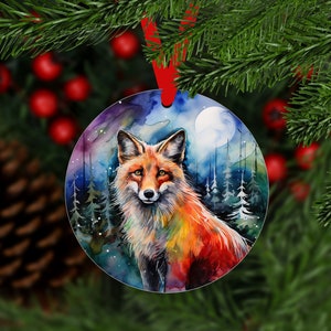 Christmas Fox Ornament, Fox Ornament, Fox Ornaments,Christmas Ornament,Ornament,Gift For Ornament,Car Coaster