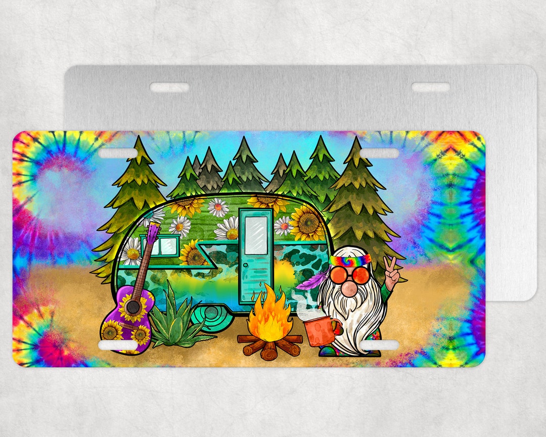 Hippie Soul License Plate,tie Dye Hippie License Plate ,hippie Gnome License Plate, Camping