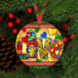 Christmas Love Autism Ornament,Love Autism Car Coaster,Love Autism Ornaments,Christmas Ornament,Ornament