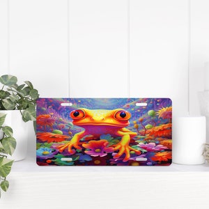 Frog License Plate, Frog,Colorful Frog License Plate,Animal License Plate,License Plate,Car Accessories