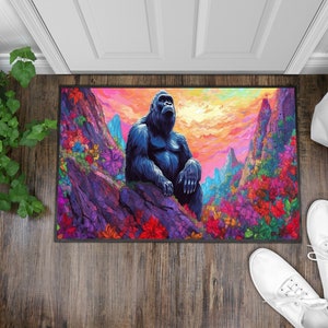 Banksy Gorilla Chimp, Graffiti Rug Carpet, Rainbow Rug,cool Rug,colorful Rug,popular  Rug,themed Rug,living Room,home Decor,gift for Her 