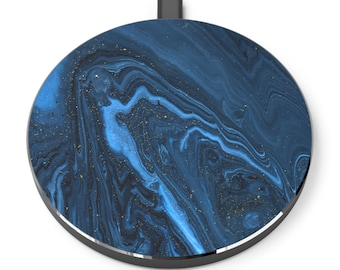 Blue Marble Wireless Charger | Smartphone Charger | Luxury Charging Pad | iPhone Charger | Samsung Galaxy Charger | Tech Accessories