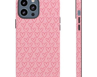 Pink Hearts Phone Case Tough Phone Case iPhone 13 Case 