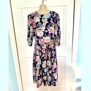 Vintage 80s, Paquette Too Floral Pleated Dress, Cottagecore Aesthetic, Romantic Tea Party Dress
