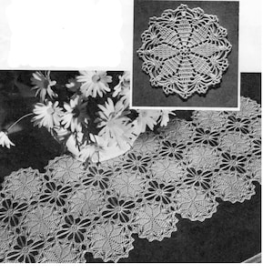 1959 Lucky Star Doily Runner Crochet Pattern Lace Thread Vintage PDF Digital Download