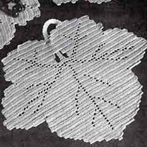 1955 Fall Maple Leaf Placemat Lace Thread Crochet Pattern Vintage PDF Tutorial Digital Download