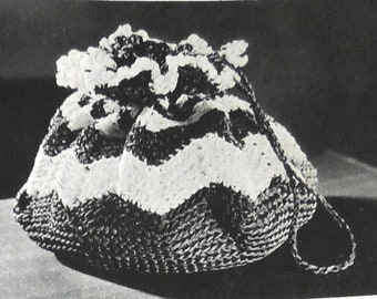 1949 Drawstring Bag Purse Crochet Pattern Vintage Digital Download