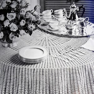 1963 Lovely Lagoon Round Lace Crochet Tablecloth Pattern Digital Download PDF Tutorial