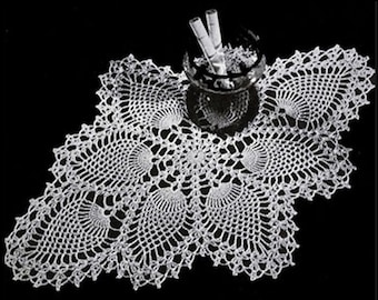 1951 Vintage Crochet Pattern Oval Pineapple Doily Digital Download