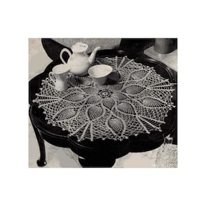 1960 Crochet Pattern Round Pineapple Coffee Table Lace Doily Thread Vintage PDF Digital Download