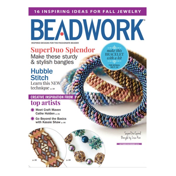 Beadwork Magazine 2015 October 11 Beading Seed Bead Wire Metal Jewelry Making Patterns PDF Download