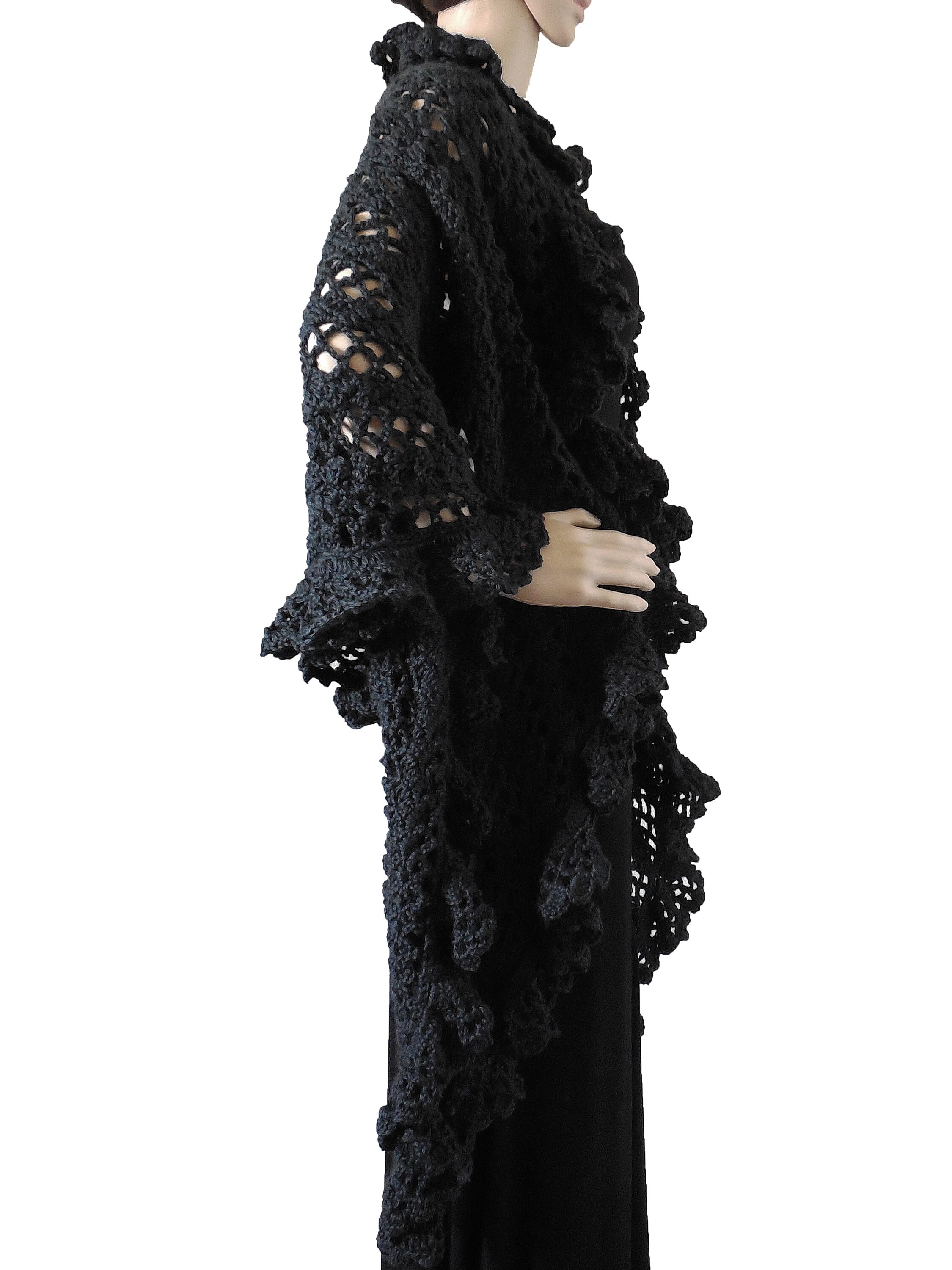 Crochet Pattern Asymmetric Ruffle Lace Edge Designer Shawl Scarf PDF ...