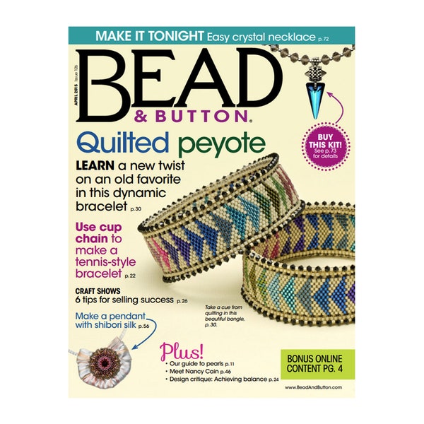 Bead Button Magazine 2015 April Issue 126 Beading Seed Bead Wire Metal Jewelry Making Patterns PDF Download