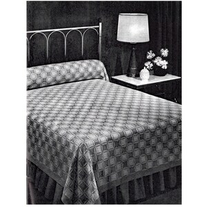 1958 Orange Peel Bedspread Cover Lace Thread Vintage Crochet Pattern Digital Download