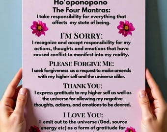 Ho'oponopono Wall Art Canvas for Anxiety Relief, Ho’oponopono Prayer Print, Self Love Meditation Decor Calming Spiritual Let Go Forgive Heal